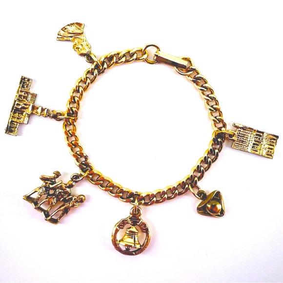 Philadelphia Patriotic Liberty Bell Paul Revere Samuel Adam’s Charm Bracelet - Picture 1 of 4